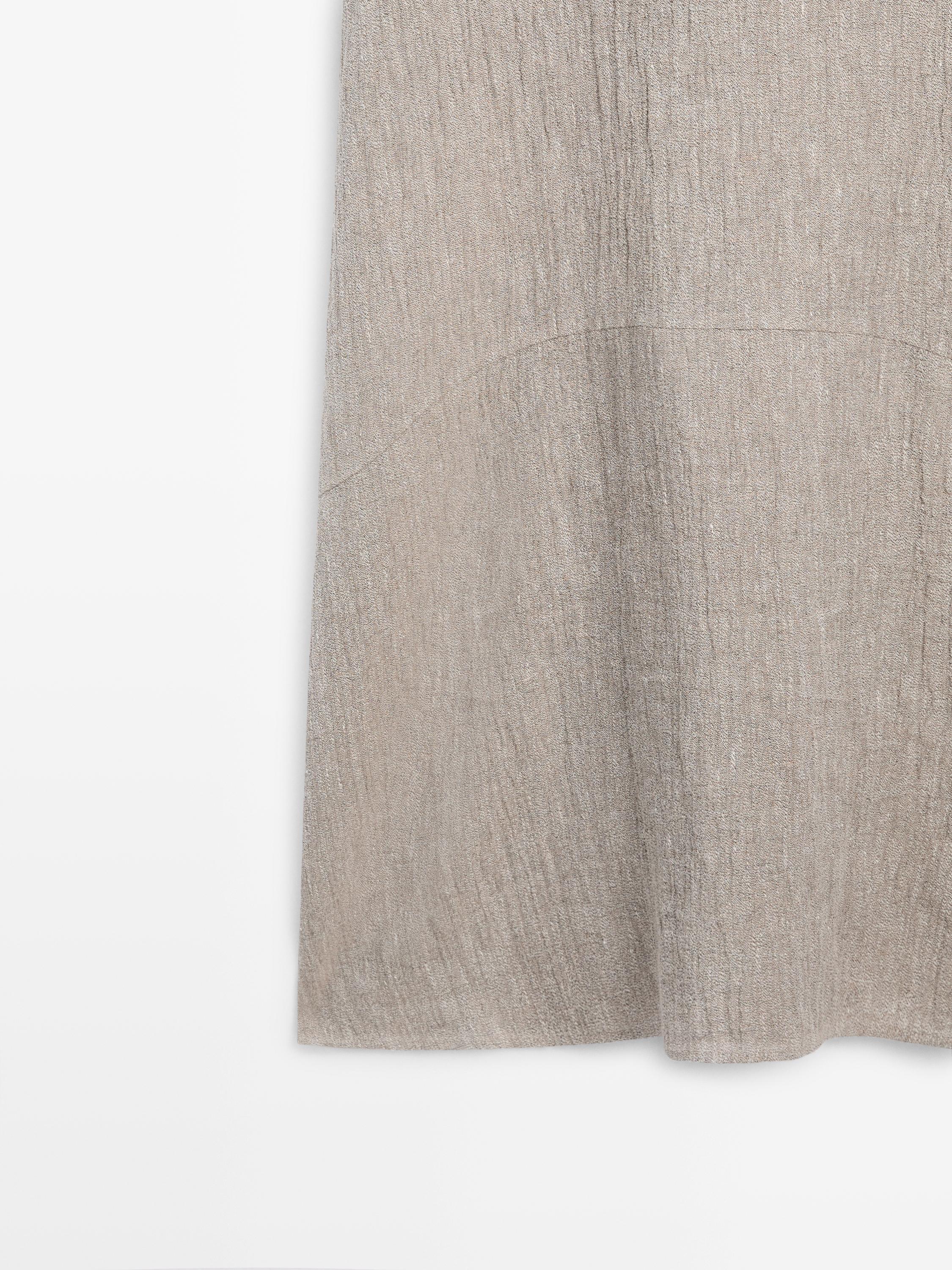 Waffle-knit linen blend kaftan dress